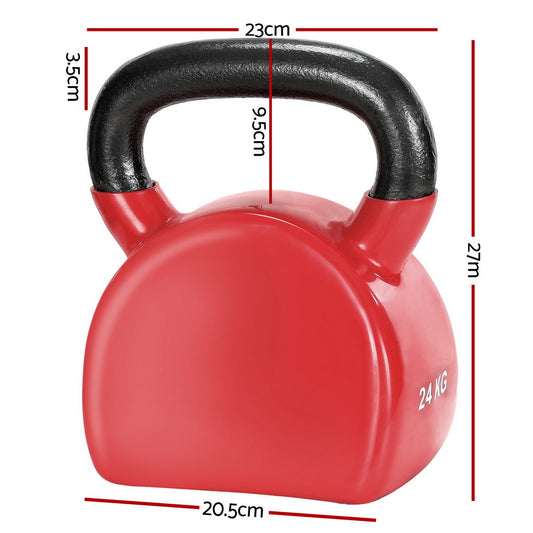 Everfit 24kg Kettlebell Weightlifting Bench Dumbbells Kettle Bell Gym Home