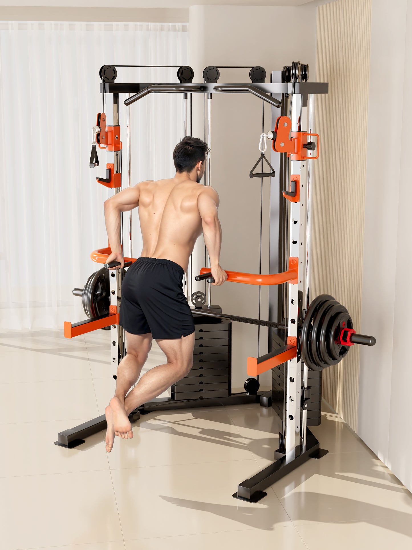 SmartFit C3 Max multi functional trainer smith machine with 130kgs pin loaded weights Machine with attachment