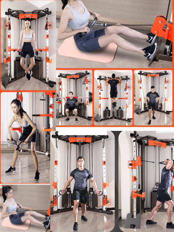 SmartFit C1 Max Multi Functional Cable Crossover Station 130kgs Pin Loaded  Machine  + Multi Func Bench+7Ft Olympic Barbell + 100kgs Weights