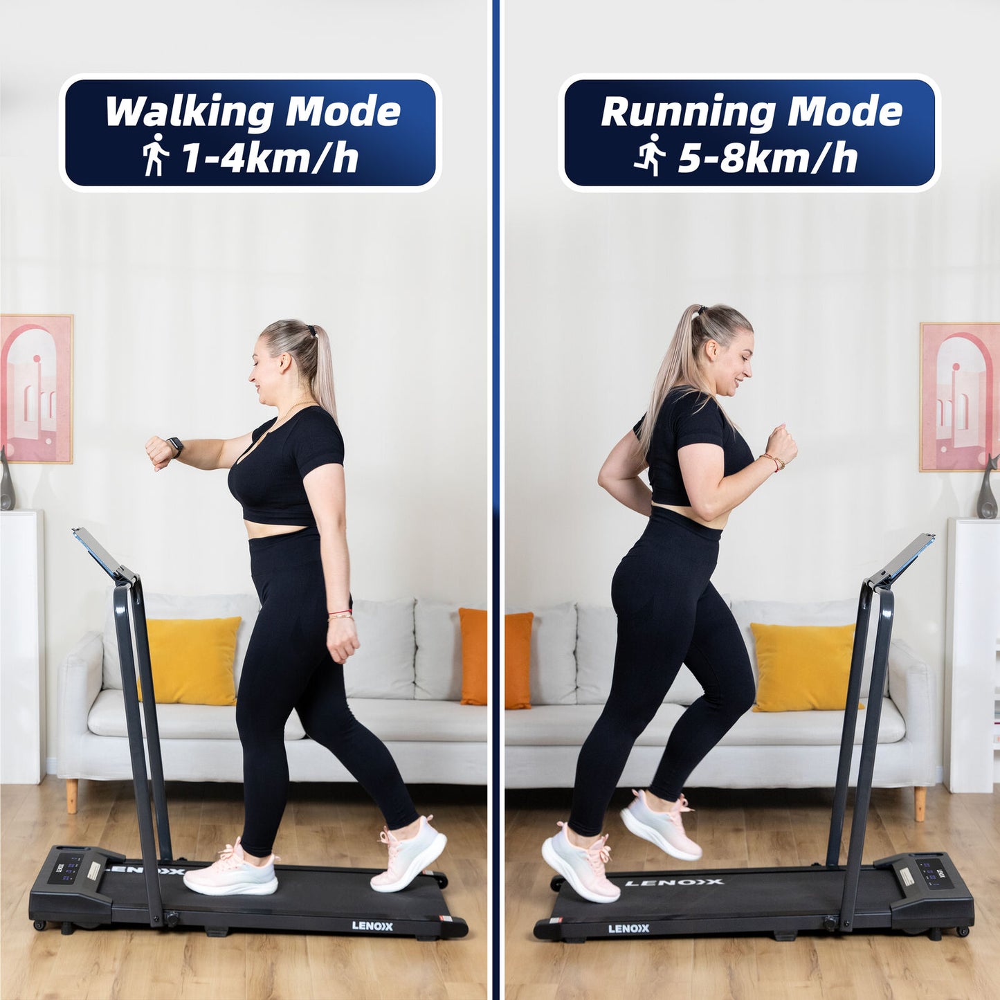 2HP 52cm Walking Pad Treadmill w/ Remote, Foldable Handrail, and Tablet Holder