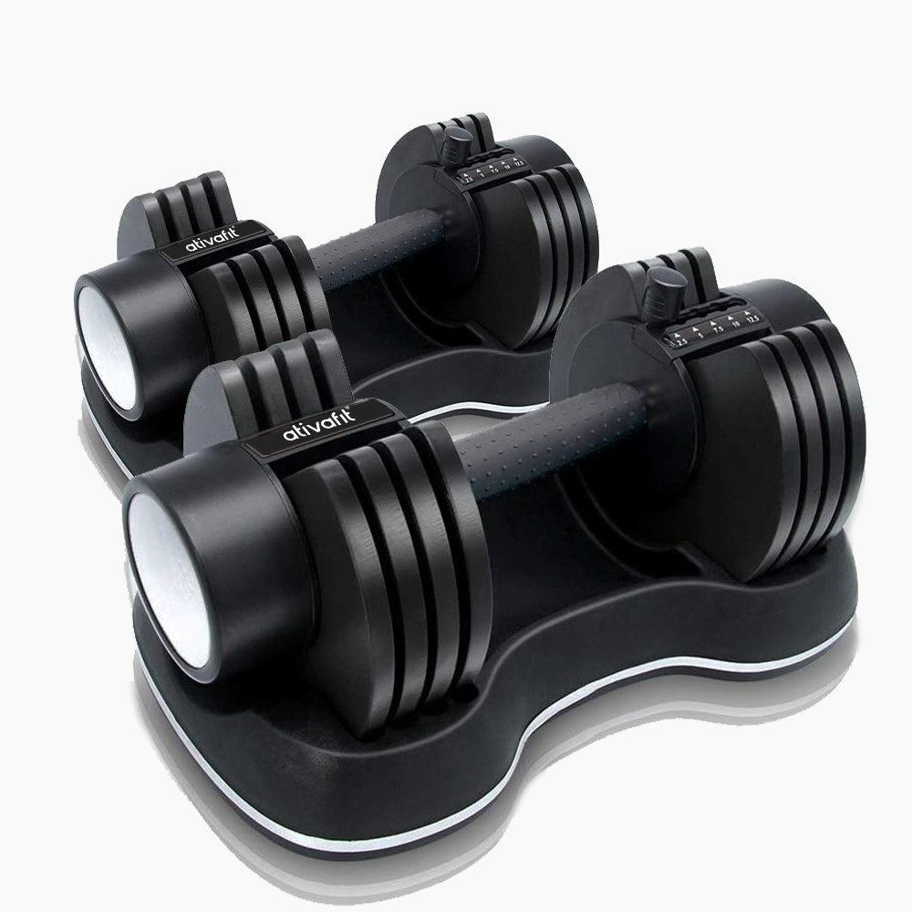 ATIVAFIT 2x Adjustable Dumbbell Set Weights Dumbbells Home Gym Interchangeable