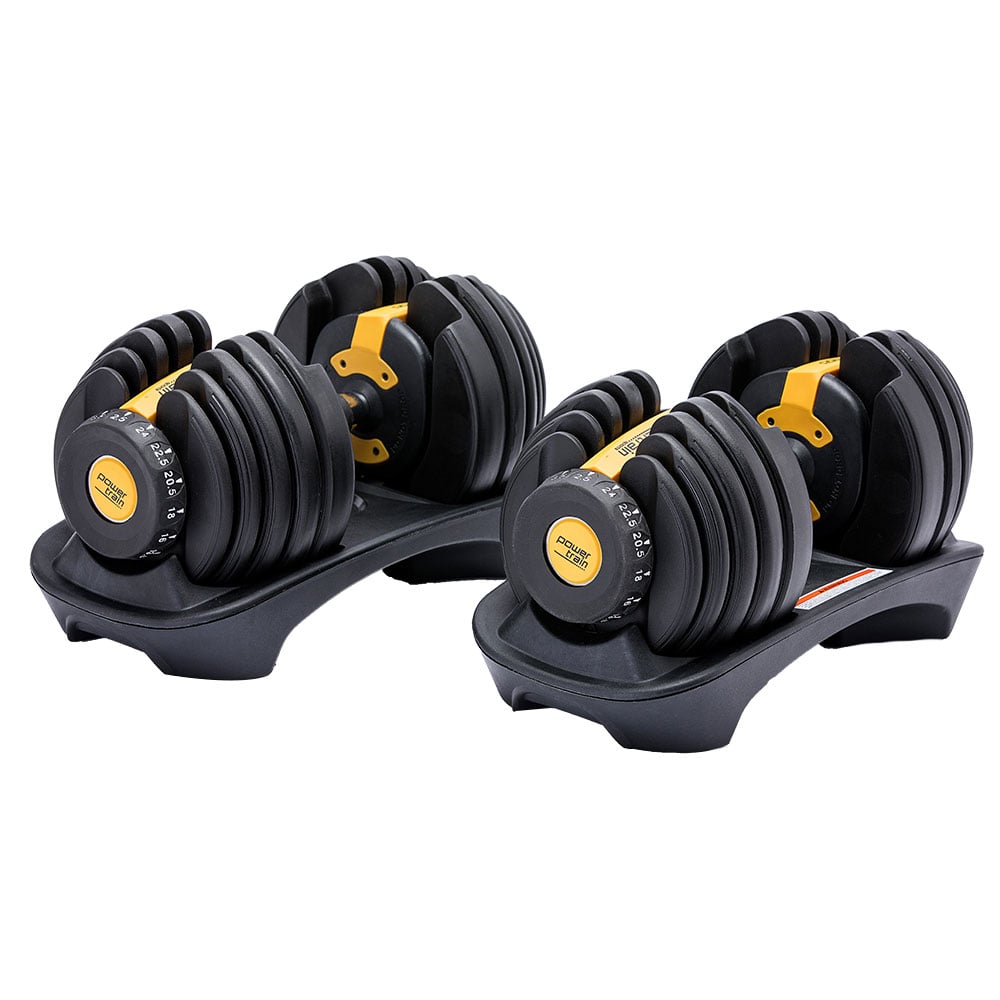 Powertrain 48kg Adjustable Dumbbell Set Gold