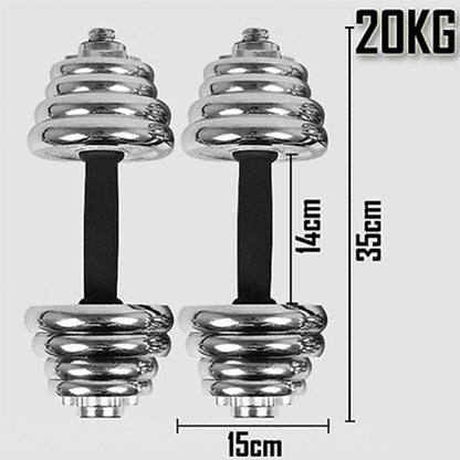 20KG Chrome Dumbbell Set Weight Dumbbells Home Gym Training Fitness BarBell Case