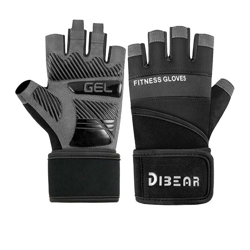 Size XXL Black Heavy Duty Workout Gloves with Wrist Support - Anti-Slip Gel Padded Gym Gloves for Weightlifting, Training & Fitness