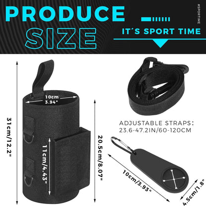 Green Magnetic Gym Water Bottle Pouch & Towel Clip with 6 High-Strength Magnets and Adjustable Strap - Fits 18oz to 40oz