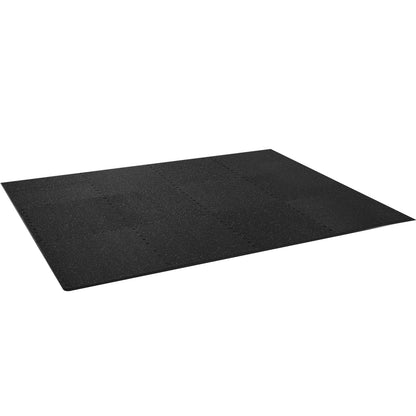 12 PCS Interlocking Gym Floor Mats – 14mm EVA Foam & Rubber Top, 4.5m² Coverage