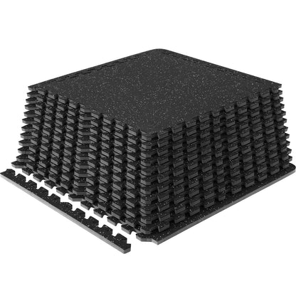 12 PCS Interlocking Gym Floor Mats – 14mm EVA Foam & Rubber Top, 4.5m² Coverage
